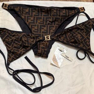 Fendi Black and Brown Monogram Bikini